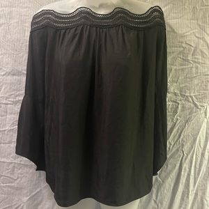 Ramy Brook Black Lace Off The Shoulder Blouse